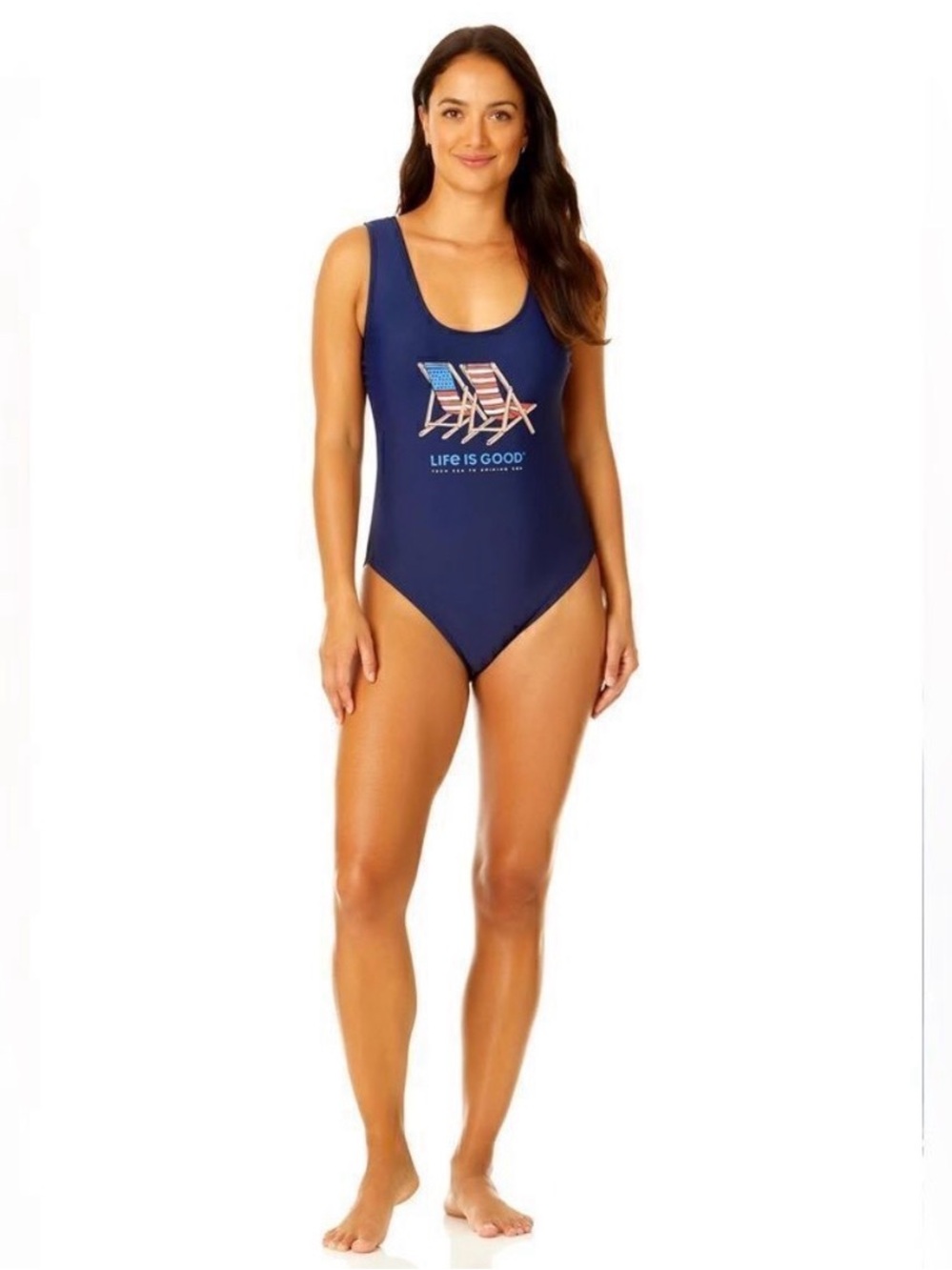 Life is Good | Americana USA Deck Chair Navy One Piece Swimsuit, large - Picture 10 of 10